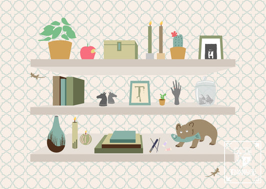 Three-Tier Shelf and Home Décor TAMARUSAN