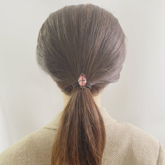 Hair Tie Pink Oval Antique Style TAMARUSAN