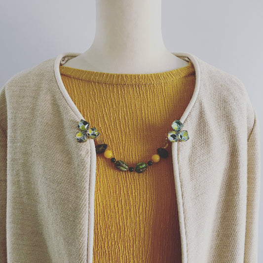 Collar Clip Green Flower Argyle TAMARUSAN