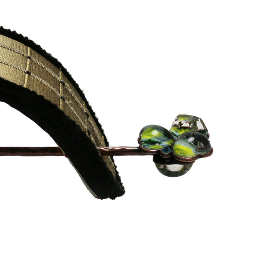 Barrette Green Silk Argyle Hair Stick TAMARUSAN