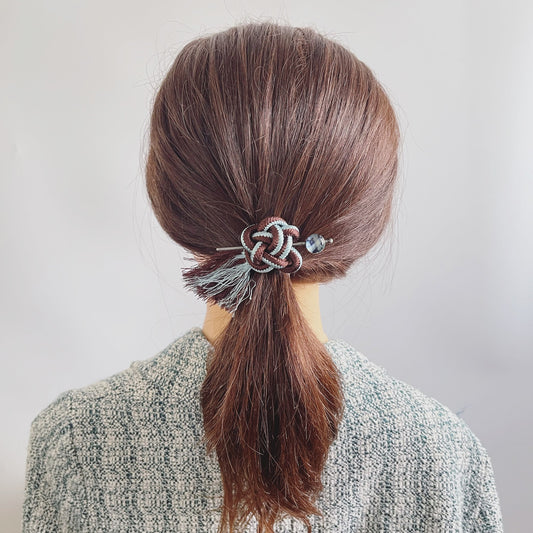 Barrette Blue Argyle Hair Stick Small TAMARUSAN