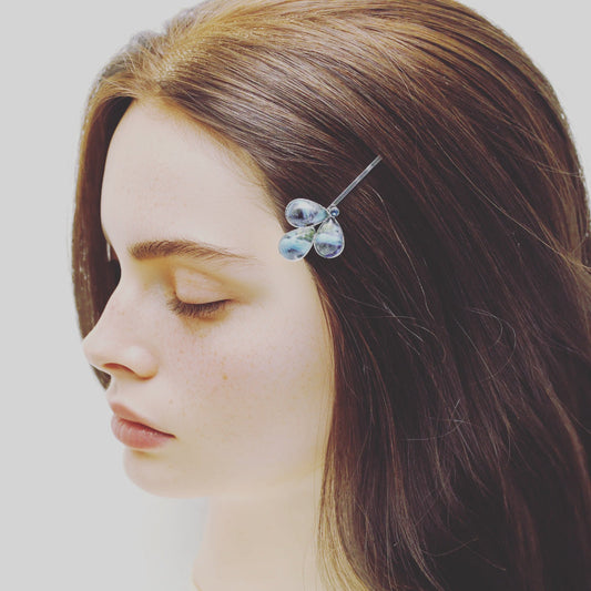 Hairpin Blue Leaf Handmade Resin TAMARUSAN