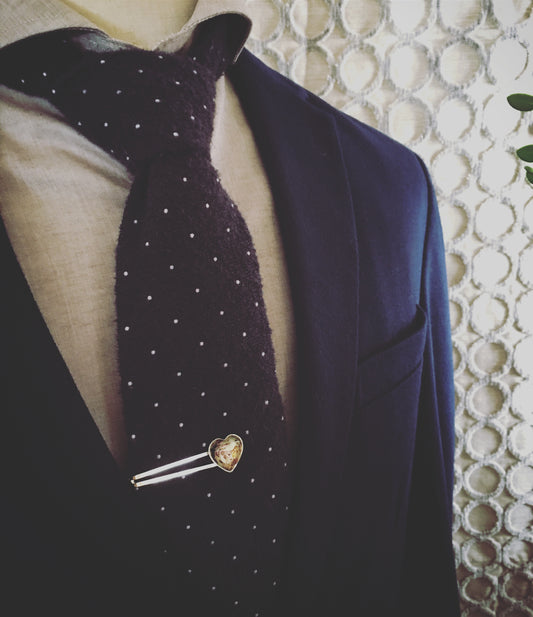 Simple Tie Clip Heart Blue Original Resin TAMARUSAN