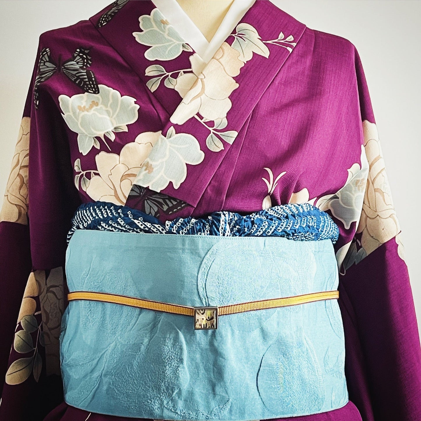 Black Obi-dome Crane and Floral Design TAMARUSAN