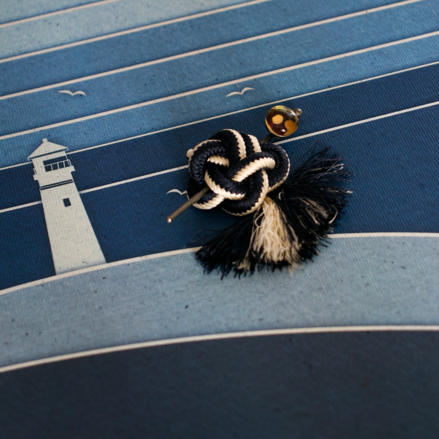 Hair Stick Barrette Short Navy Blue White