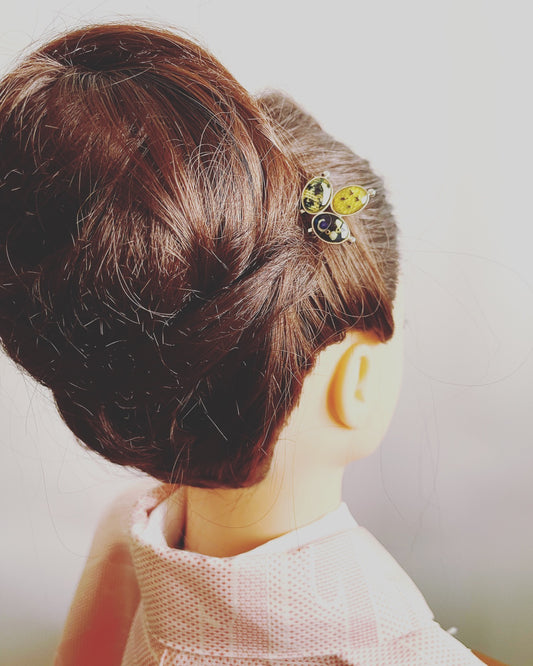 Two Prong Hair Stick Navy Leaf TAMARUSAN