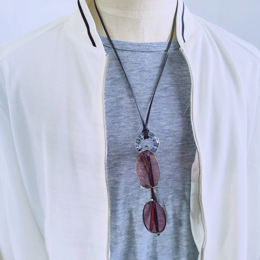 Leather Cord Glasses Holder Gecko Light Blue Necklace TAMARUSAN