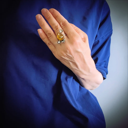 Ring Beige Gomashio Antique Style TAMARUSAN