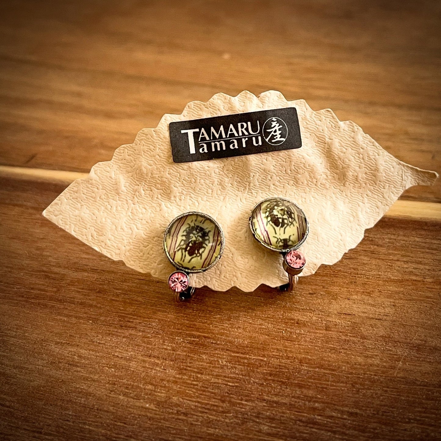 Earrings Tiger Beetle Handmade Gray TAMARUSAN