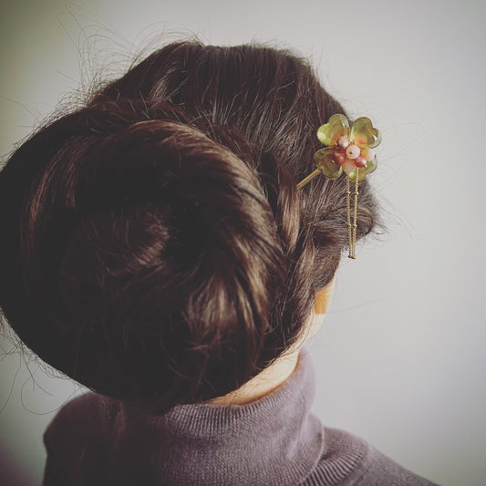 Changeable Ornament Hairpin Flower Pink TAMARUSAN