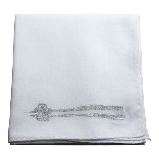 Handkerchief Chopstick Ornament Hand Print White