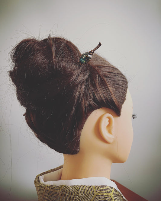 Stick Hairpin Emerald Japanese Style TAMARUSAN