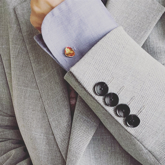 Cuff Links Red Crab Heart Resin TAMARUSAN