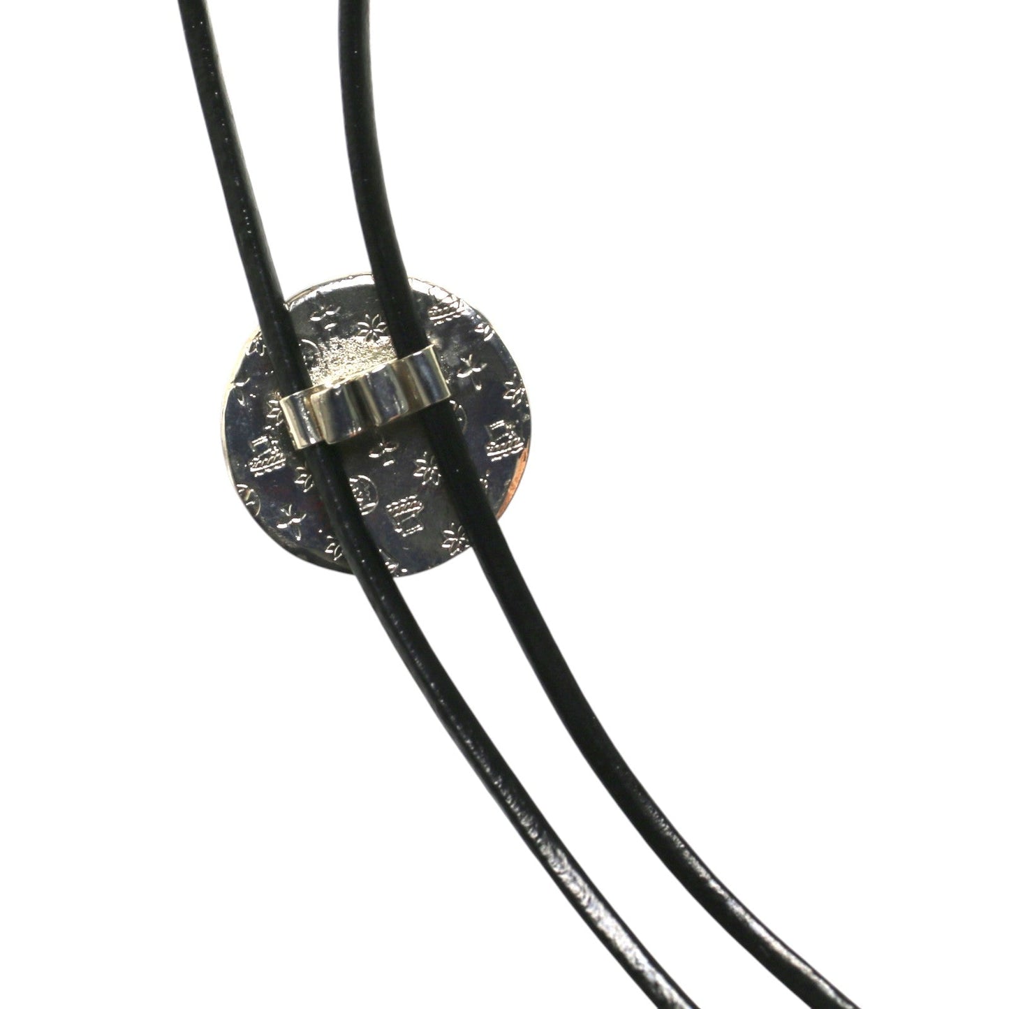 Leather Straps Bolo Tie Navy Blue Herringbone TAMARUSAN