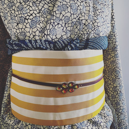 Obidome Lemon Red Blue Kimono TAMARUSAN