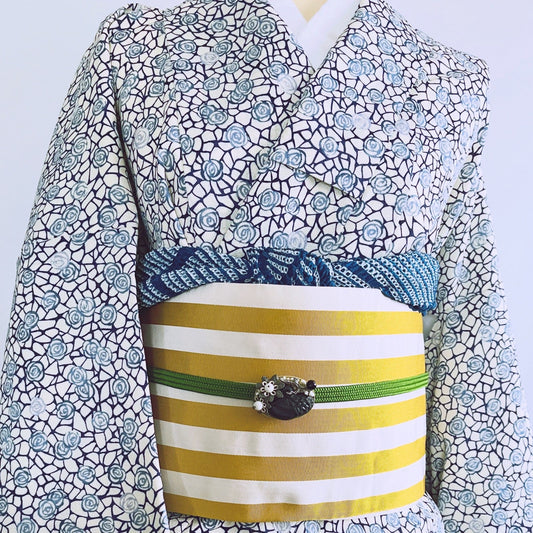 Black Obi-dome Crane and Floral Design TAMARUSAN