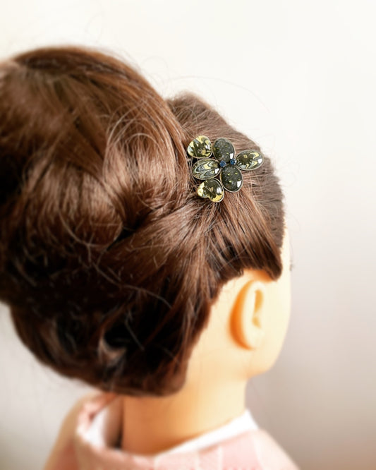 Double Prong Hair Stick Marble Blue Resin TAMARUSAN