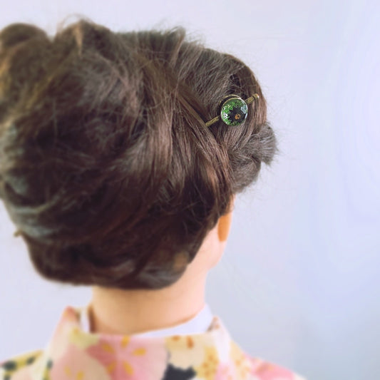 One Stick Hairpin Green Marble TAMARUSAN