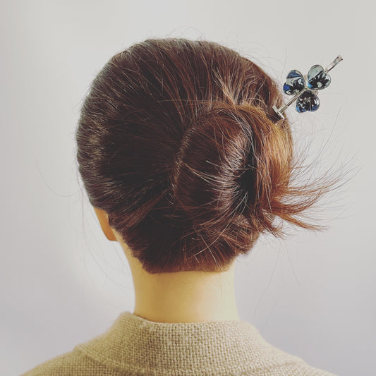 Kanzashi Blue Wood Flower TAMARUSAN