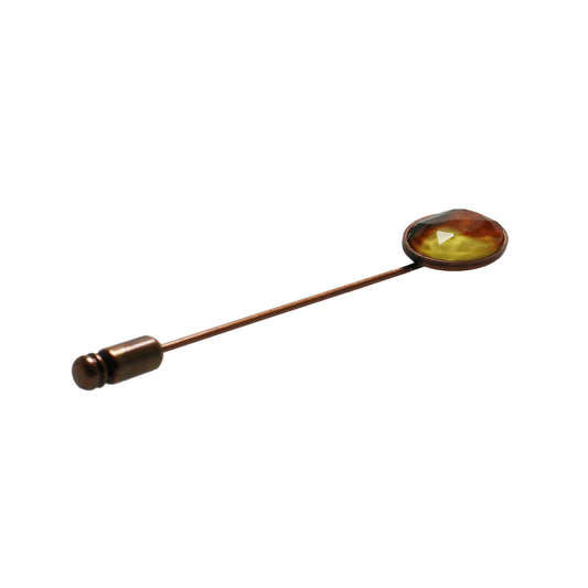 Hatpin Brown Calico Cat Oval TAMARUSAN