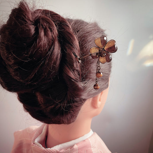 Changeable Ornament Hairpin 4-Leaf Clover Yellow TAMARUSAN