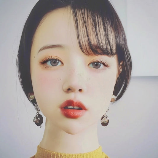 Stud Earrings Silver Color Lame Wood Beads TAMARUSAN