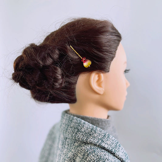 Hairpin Simple Gold Heart Orange TAMARUSAN