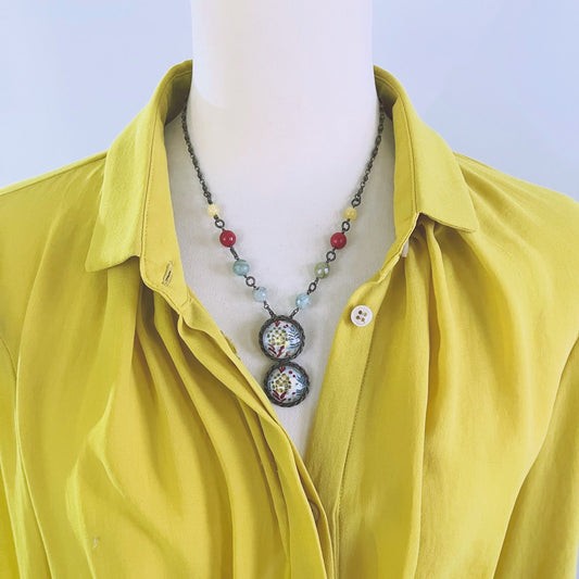 Necklace Swirl Heart Light Blue TAMARUSAN