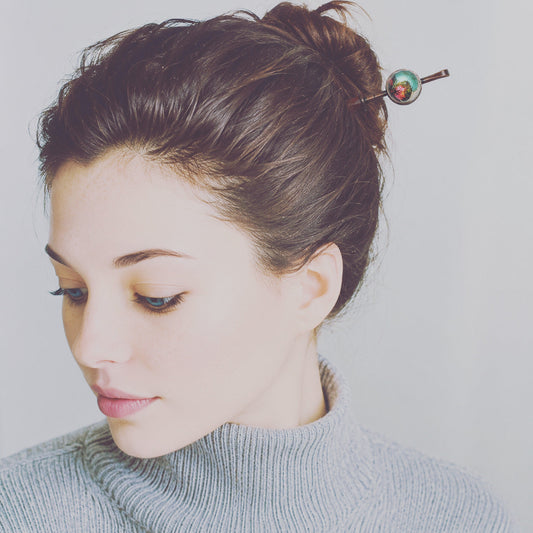 Changeable Ornament Hairpin Pansy Iron Wood Multicolor TAMARUSAN