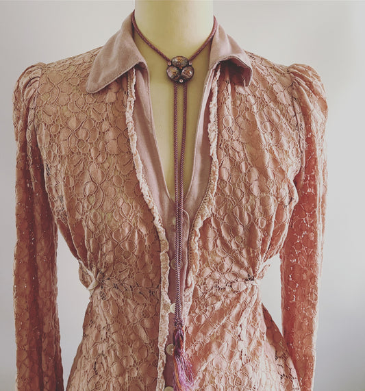 Silk Braid Bolo Tie Pink Musical Score TAMARUSAN