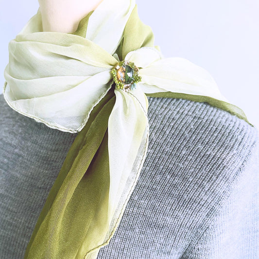 Scarf Ring Green Flower Gold TAMARUSAN