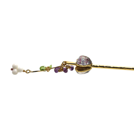 One Stick Hairpin Heart Peridot Blue 24k TAMARUSAN