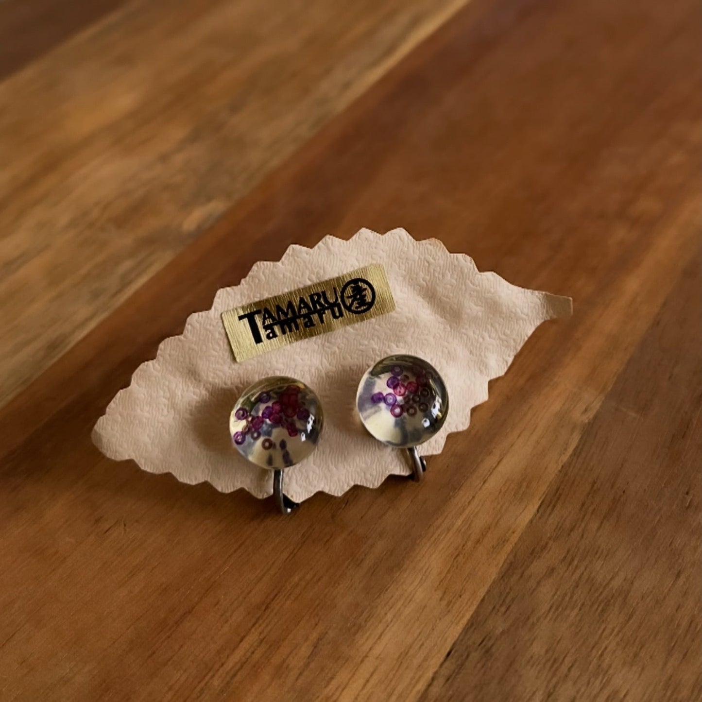 Earrings Purple Plum Resin TAMARUSAN