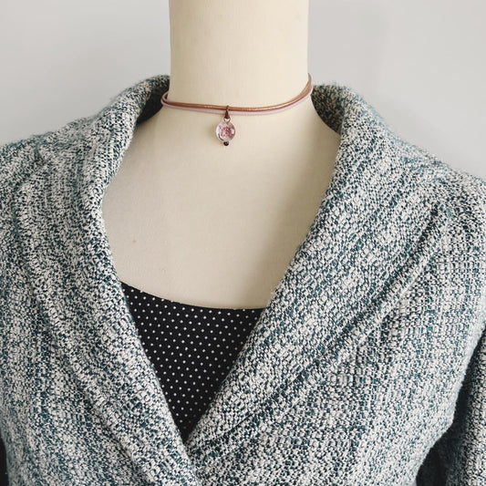 Double Leather Choker Plum Pink TAMARUSAN