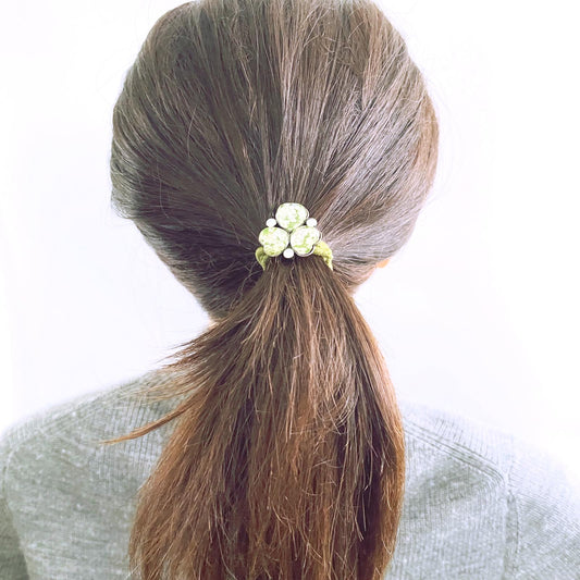 Hair Tie Green Plum Blossom Rhinestone TAMARUSAN