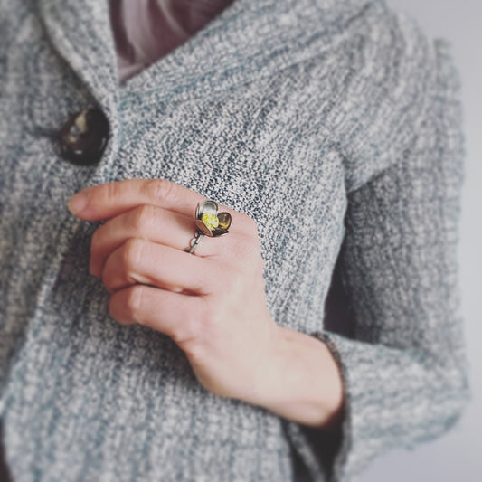 Ring Flower Yellow Green 6.5