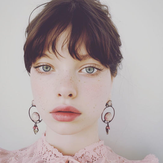 Hoop Earrings Pink Rhodonite Vortex TAMARUSAN