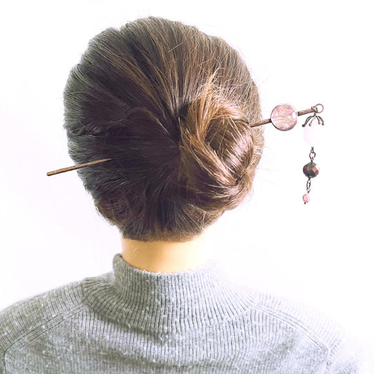 Single-Prong Kanzashi Rose Quartz Pink TAMARUSAN
