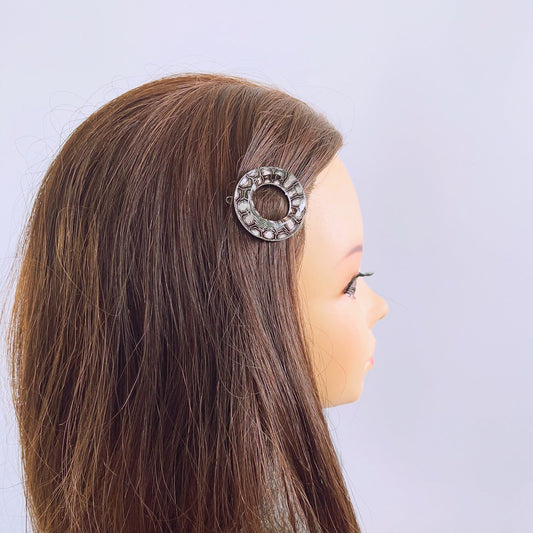 Hair Clip Hexagonal Pattern White Black TAMARUSAN