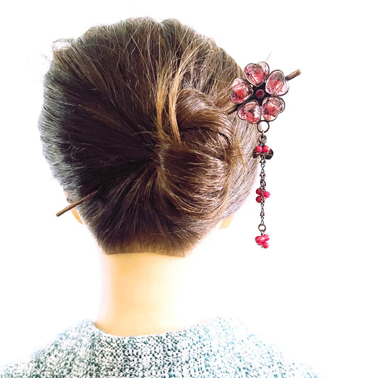 One Stick Hairpin Lily Flower Red TAMARUSAN