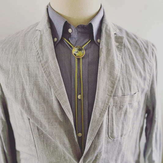 Bolo tie Silk Argyle Yellow Green TAMARUSAN