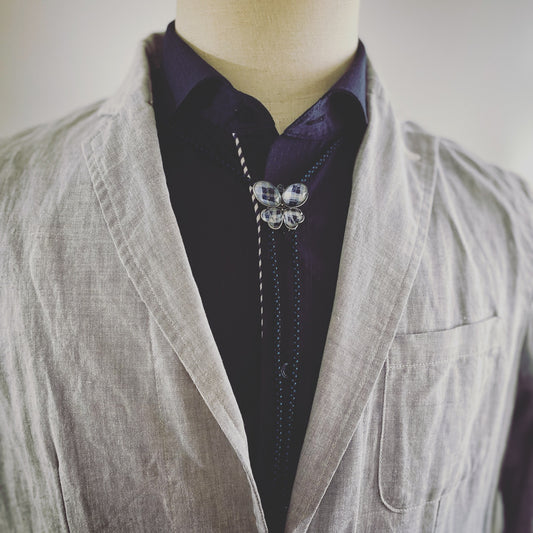 Bolo Tie Butterfly Blue Argyle TAMARUSAN