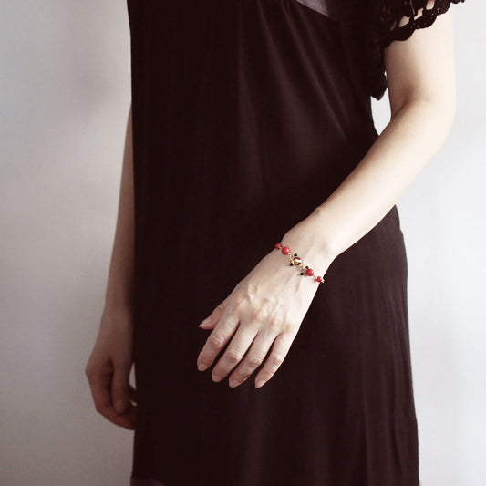 Bracelet Coral Onyx Red Gold TAMARUSAN