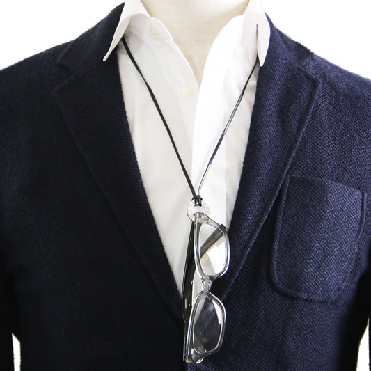 Eyeglass Holder Leather Blue 2Way Unisex TAMARUSAN