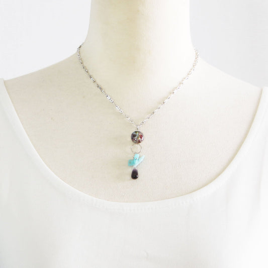 Necklace Blue Amazonite Amethyst TAMARUSAN
