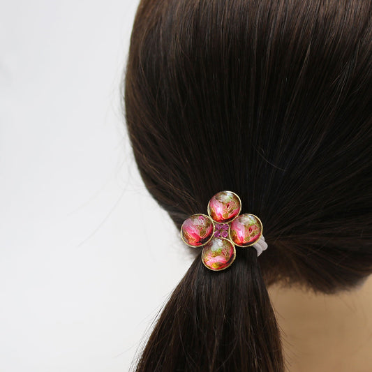 Gorgeous Hair Elastic Red Flower Resin TAMARUSAN