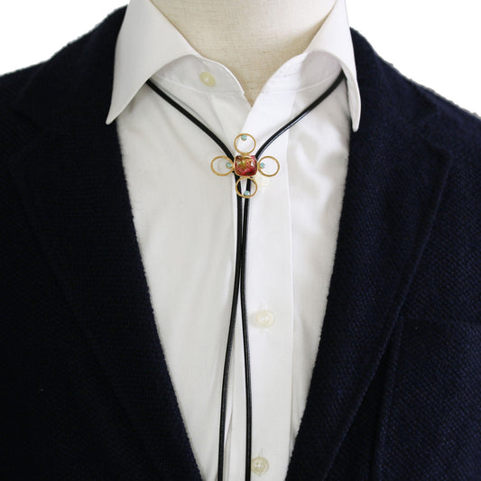 Leather Strap Bolo Tie Red Casual TAMARUSAN