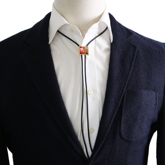 Leather Straps Bolo Tie Red Casual TAMARUSAN