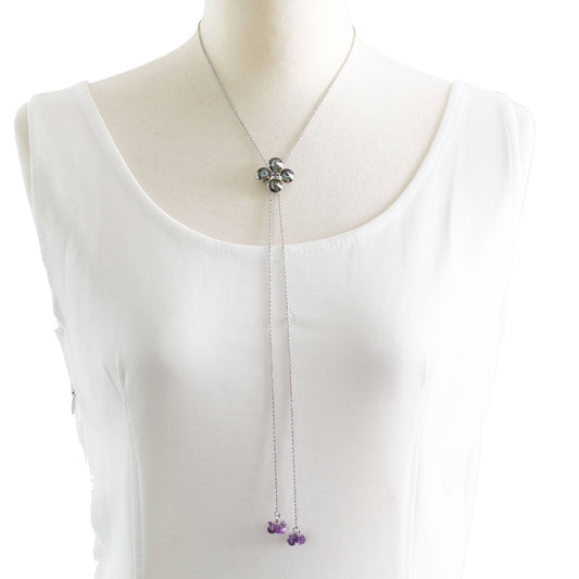 Necklace Blue Bolo Tie Flower TAMARUSAN