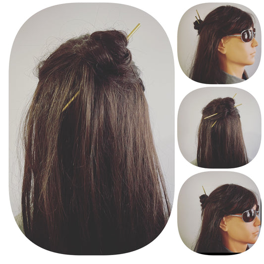 Men's Hair Stick Brass Blue TAMARUSAN